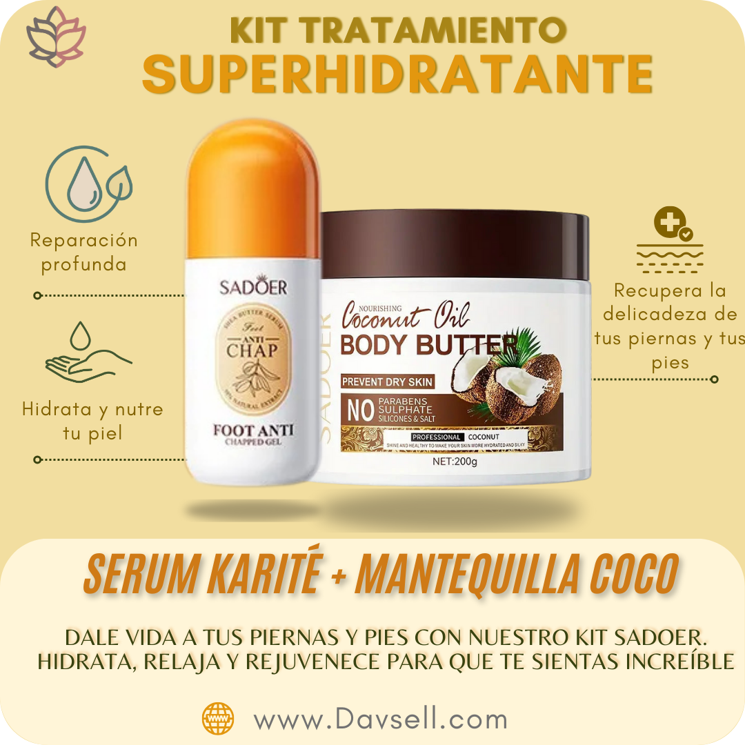 Kit Reparación Completa Sadoer: Serum Ultrahidratante + Mantequilla de Coco